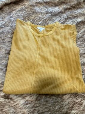 Time and Tru Mustard Yellow Long Sleeve Waffle Knit Top